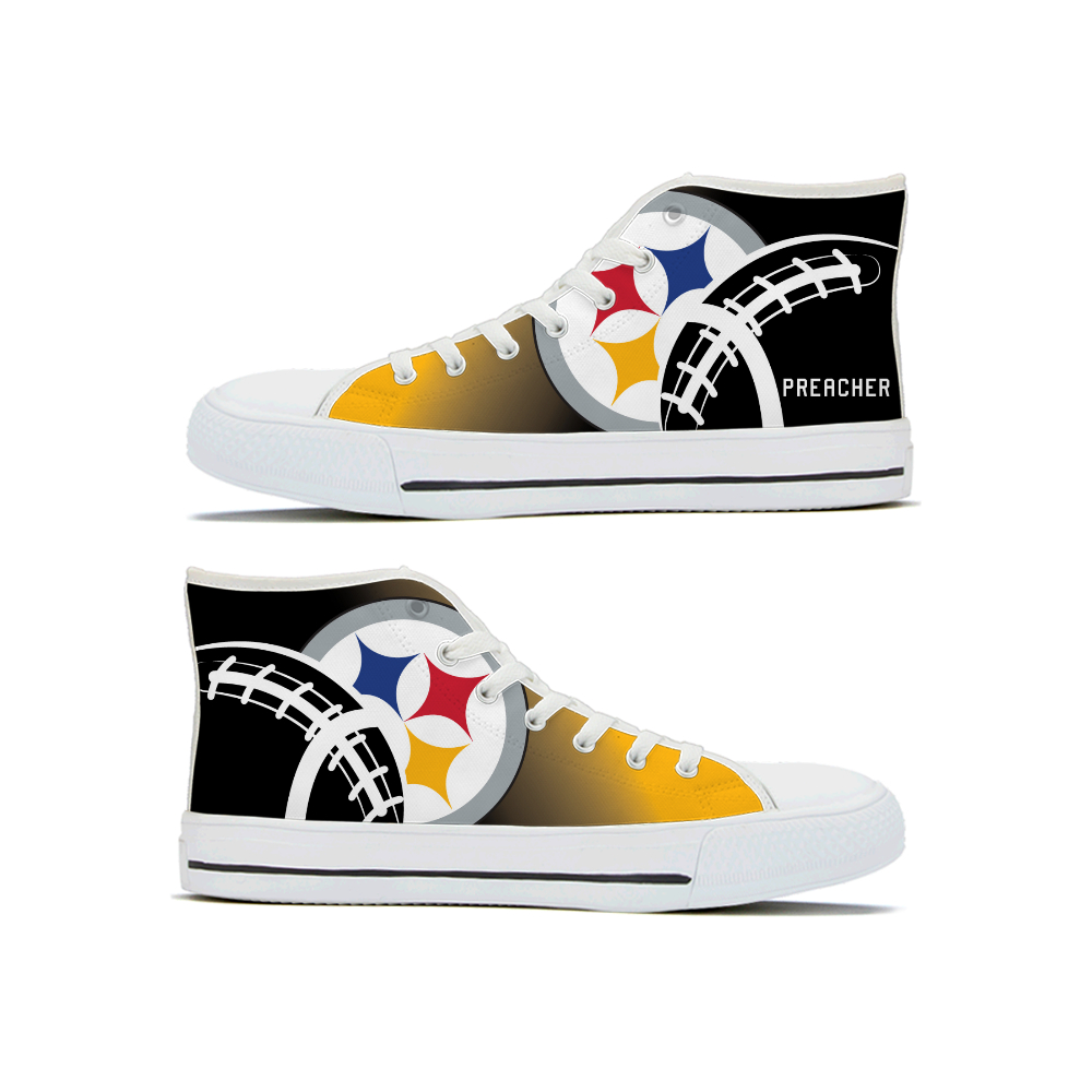 Men's Pittsburgh Steelers High Top Canvas Sneakers 001 Men's Pittsburgh Steelers High Top Canvas Sneakers 001